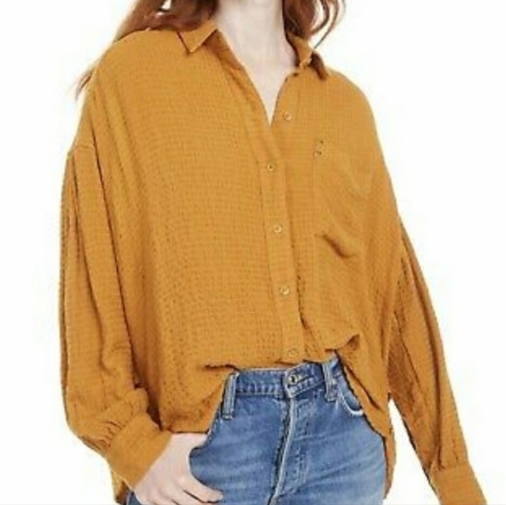 We The Free Oversized Amber Button-Down Shirt